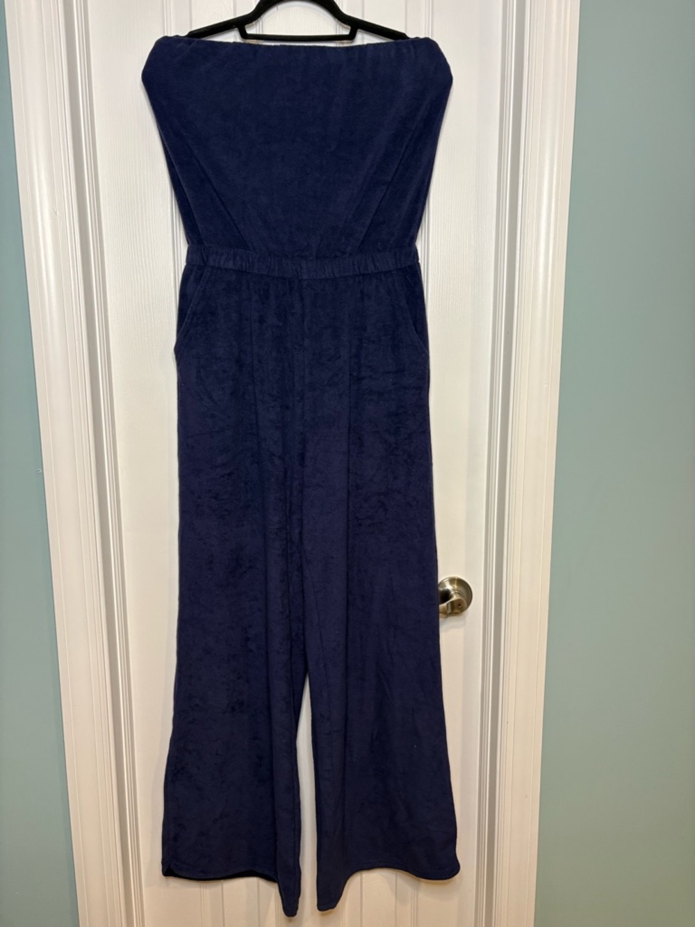 Aerie offline navy blue terrycloth strapless jumpsuit size small beach summer